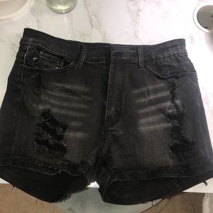 Black Ripped Jean shorts